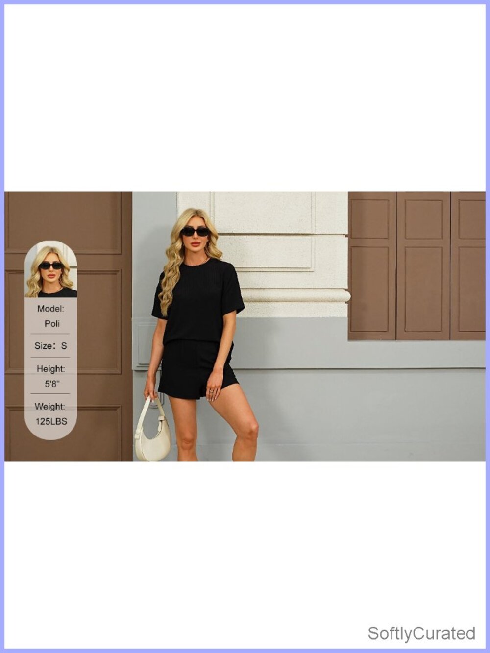 Women's 2 Piece Set Ribbed Knit Lounge Shorts Set Tracksuit Oversized - Picture 6 of 6